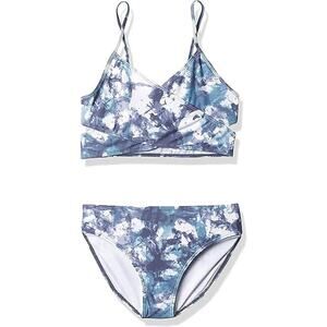 New Kanu Surf Girls Size 12 Blue Seafoam Beach Sport Wrap Around Bikini Swimsuit